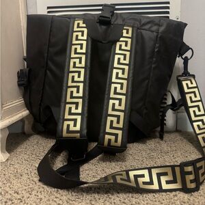 Versace Black Backpack with Gold Accents